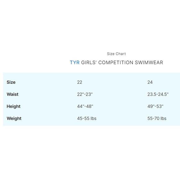 NWT TYR Sport Girls' Solid Durafast Diamondback Swim Suit Navy Size 24 - Picture 9 of 9